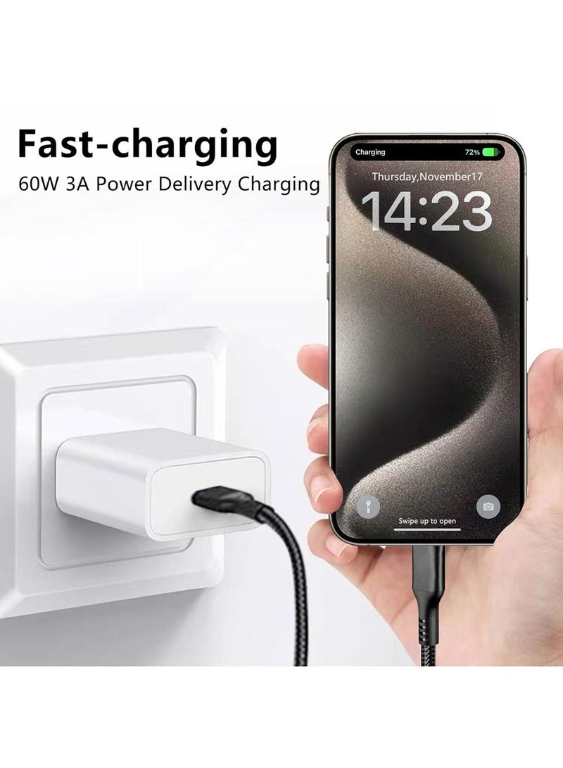 X-level USB-C to USB-C Cable 60W 10FT 2Pack, USB C Cable 3.0, Long Fast Charging Type C Cord for Samsung Galaxy S25Ultra/S24Ultra/S23/S22/S21,iPhone 16 Series,Apple iPad Mini 6/Pro/Air 4, Moto razr+, Google Pixel 7a, Switch, Black - Image 2