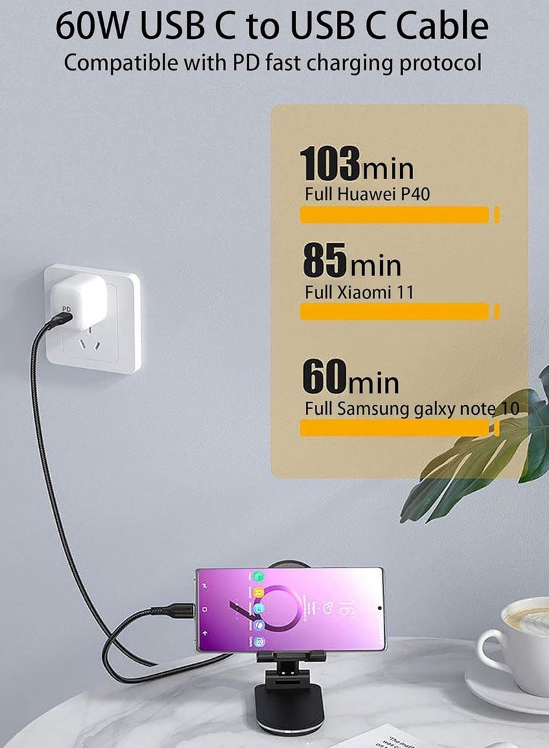 X-level USB-C to USB-C Cable 60W 10FT 2Pack, USB C Cable 3.0, Long Fast Charging Type C Cord for Samsung Galaxy S25Ultra/S24Ultra/S23/S22/S21,iPhone 16 Series,Apple iPad Mini 6/Pro/Air 4, Moto razr+, Google Pixel 7a, Switch, Black - Image 3