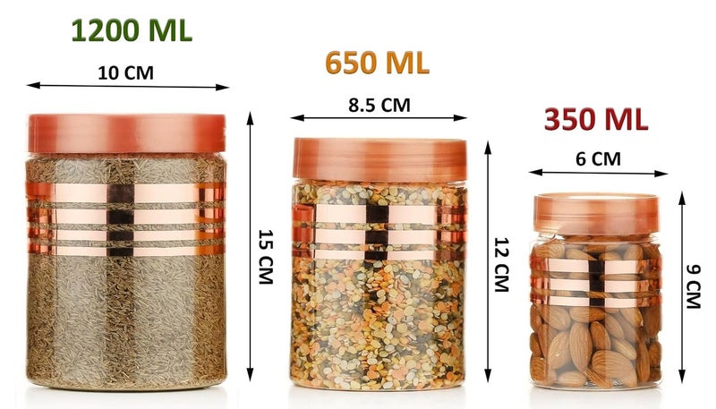 happi مجموعة حاويات متعددة الاستخدامات من البلاستيك غير القابل للكسر بتصميم خط وردي ذهبي لصندوق ماسالا لتخزين المطبخ، عبوة من 18 (6 قطع من كل من 350 مل، 650 مل، 1200 مل مع 18 ملعقة) - Image 4