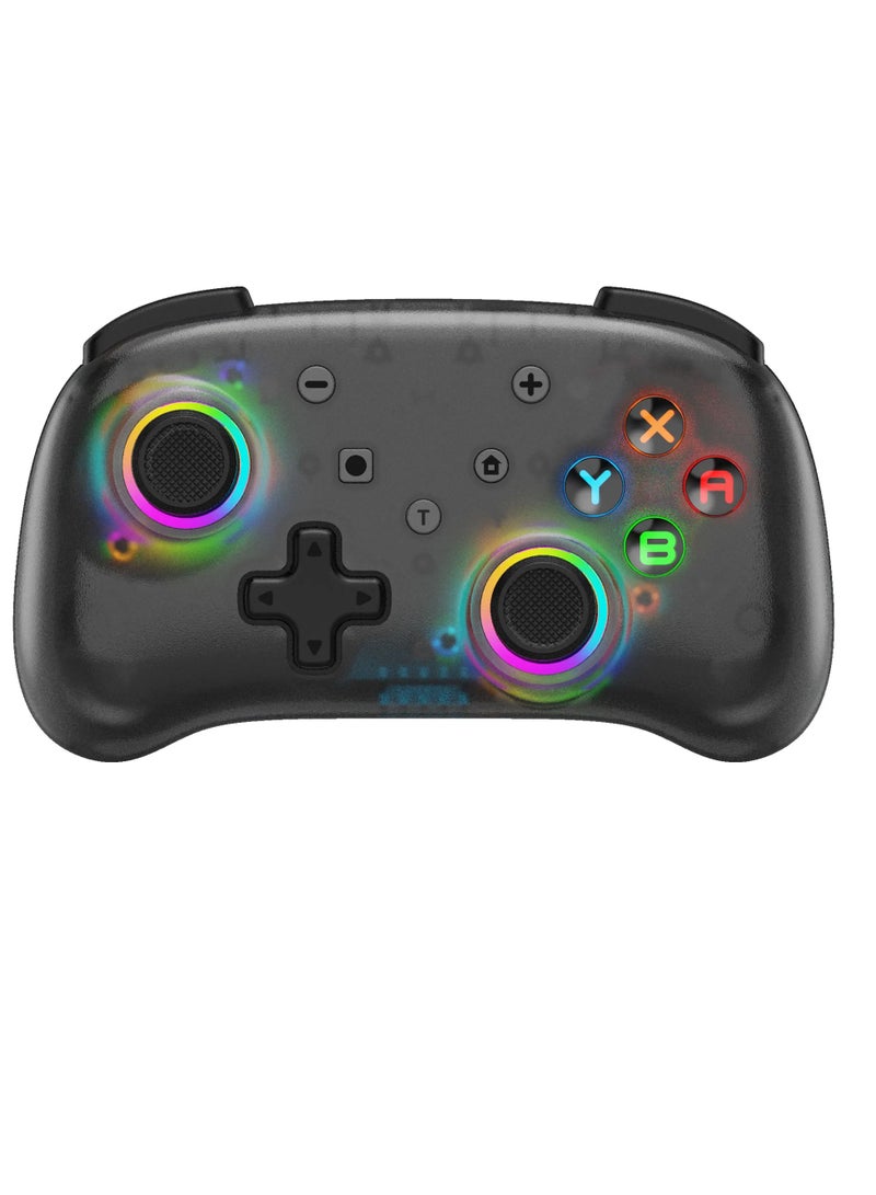 KS39B Gamepad, Portable Wireless Mini Game Controller, Durable Adjustable Turbo 6 Axis Joystick, Colorful RGB Light Gamepad For Switch, lite, OLED, Android, MacOS, (1pc, Black) - Image 1