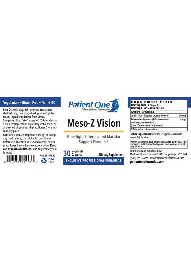 Patient One Meso Z Vision 30 Vegetable Capsules  - Image 3