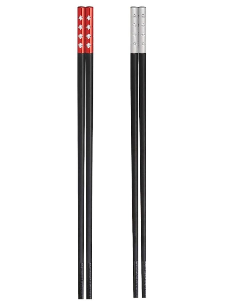 ON MART ON MART 5 Pair Alloy Reusable Chopsticks for Sushi Noodles Rice | Non Slip Chop Sticks | Dishwasher-Safe | Chinese | Japanese | Korean Food | kitchen utensils -Multicolor Chopstick Set  - Image 3