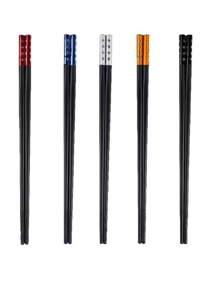 ON MART ON MART 5 Pair Alloy Reusable Chopsticks for Sushi Noodles Rice | Non Slip Chop Sticks | Dishwasher-Safe | Chinese | Japanese | Korean Food | kitchen utensils -Multicolor Chopstick Set  - Image 1