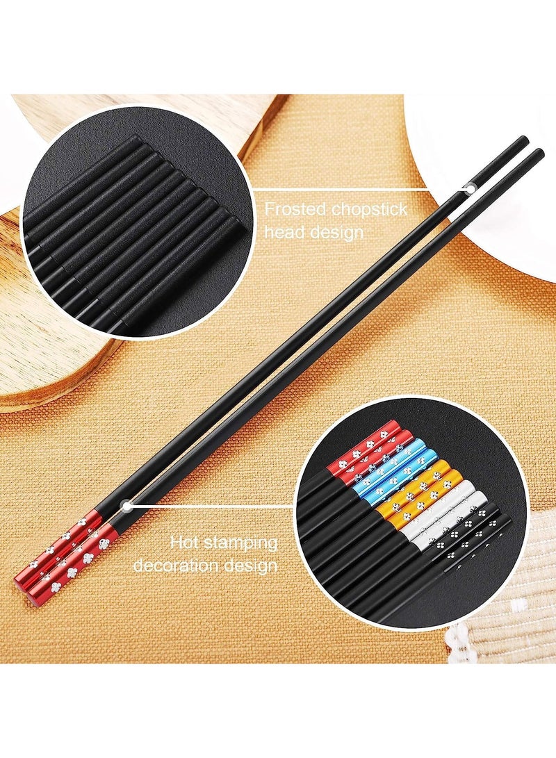 ON MART ON MART 5 Pair Alloy Reusable Chopsticks for Sushi Noodles Rice | Non Slip Chop Sticks | Dishwasher-Safe | Chinese | Japanese | Korean Food | kitchen utensils -Multicolor Chopstick Set  - Image 5