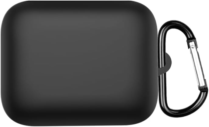 Printme for Realme Buds Air 7 Silicone Case Cover, Soft Anti-Scratch Anti- Slip, Earphone Case with Hook Keychain [Earbuds Not Included] (Black) - Image 1