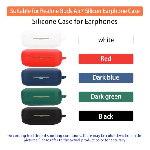 Printme for Realme Buds Air 7 Silicone Case Cover, Soft Anti-Scratch Anti- Slip, Earphone Case with Hook Keychain [Earbuds Not Included] (Black) - Image 2
