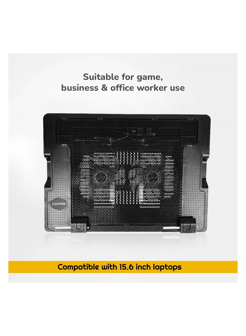 HAING 15.6" Laptop Cooling Pad with Dual Silent Fans and Adjustable Stand - Image 3