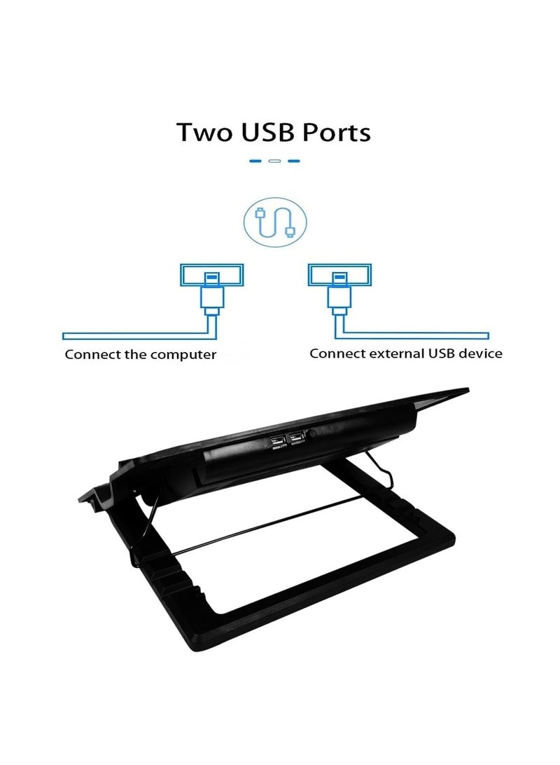 HAING 15.6" Laptop Cooling Pad with Dual Silent Fans and Adjustable Stand - Image 4