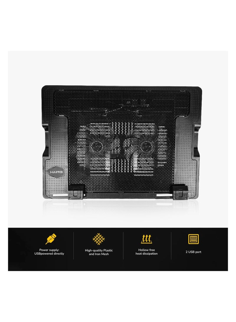 HAING 15.6" Laptop Cooling Pad with Dual Silent Fans and Adjustable Stand - Image 2