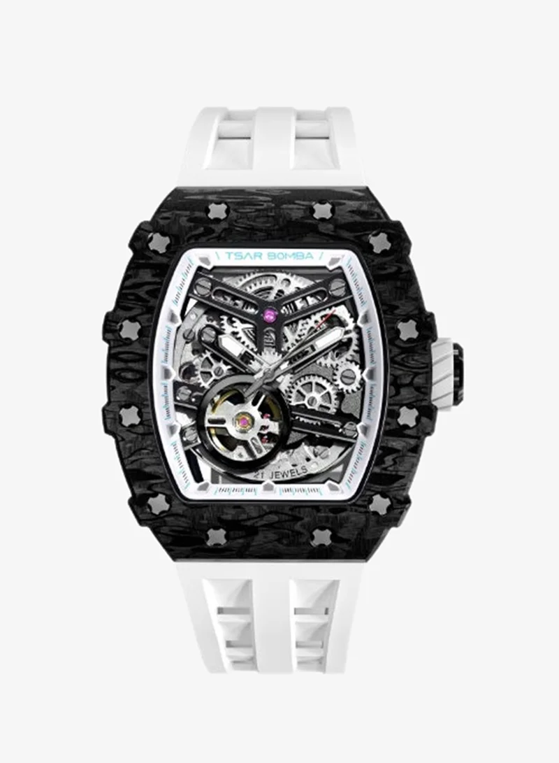 Tsar Bomba Tsar Bomba Men's Watch Automatic Skeleton Mechanism Watch Luxury Sapphire Barrel Waterproof 50 m Durable Brand Rectangular Diving Sport Military Gift Man