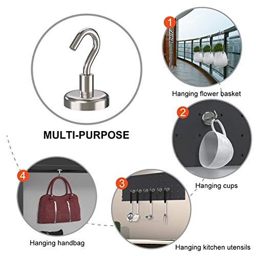 GREATMAG Magnetic Hooks Heavy Duty, 35 lbs Magnets with Hooks for Hanging, Magnet Hooks for Cruise, Grill, Fridge, Kitchen Pack of 12 - Image 5