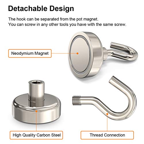 GREATMAG Magnetic Hooks Heavy Duty, 35 lbs Magnets with Hooks for Hanging, Magnet Hooks for Cruise, Grill, Fridge, Kitchen Pack of 12 - Image 4