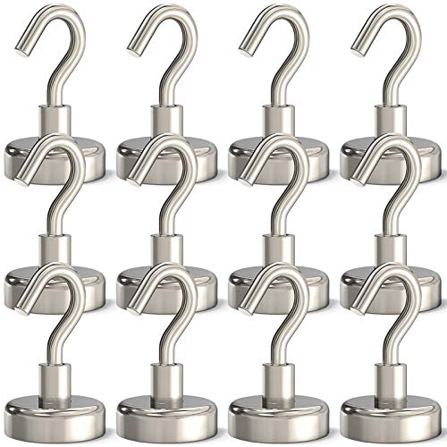 GREATMAG Magnetic Hooks Heavy Duty, 35 lbs Magnets with Hooks for Hanging, Magnet Hooks for Cruise, Grill, Fridge, Kitchen Pack of 12 - Image 1