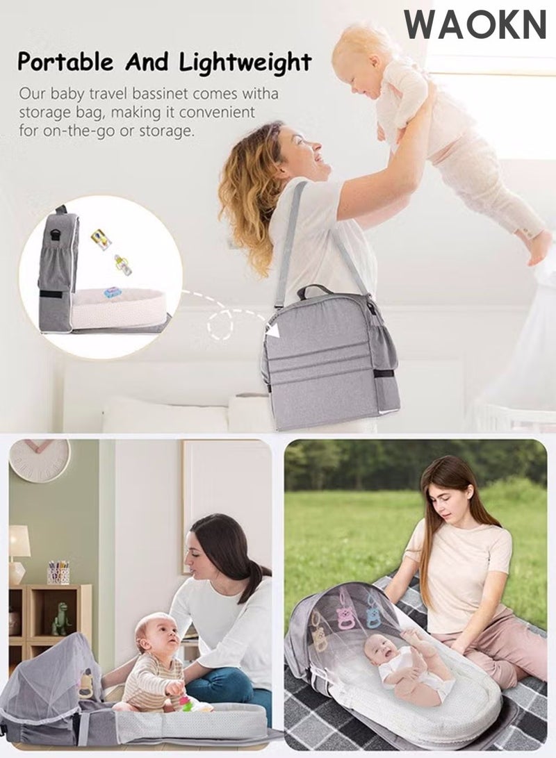 دبليو أيه أو كي أن سرير الطفل محمول وقابل للطي ، مع حقيبة الظهر للأمهات ، وسرير مقاوم للضغط للأطفال حديثي الولادة ، ويأتي مع ألعاب الرسوم المتحركة وغطاء قطني قابل للفصل لشبكات البعوض. وهي مناسبة للسفر والاستخدام العائلي وسهلة الحمل. - Image 4