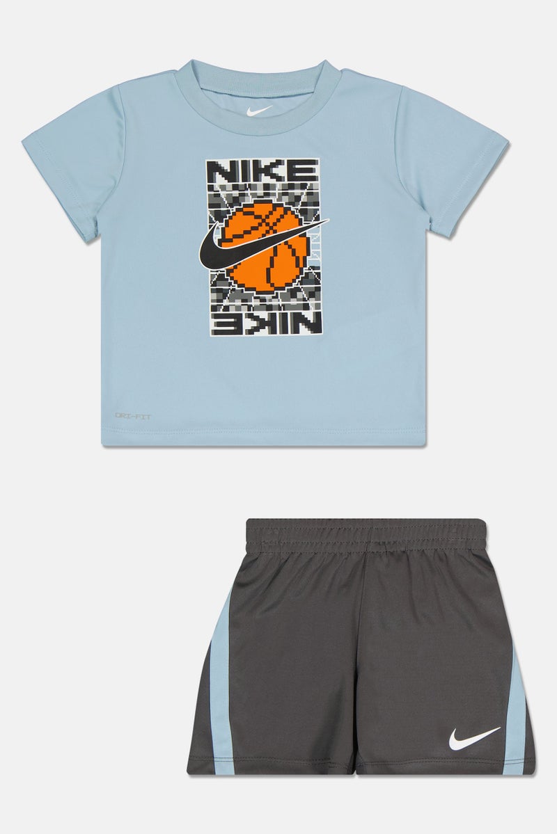 Nike Toddlers Boy 2 Pieces Graphic Print Short Sleeve T-Shirt With Shorts Set, Multicolor - Image 2