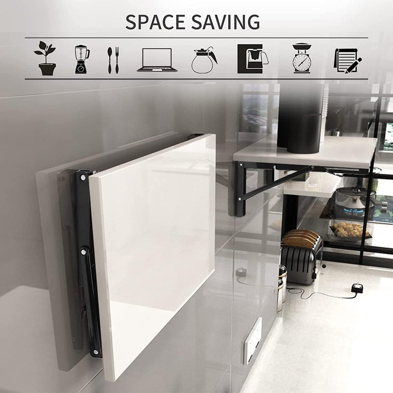 Defflo حامل رف قابل للطي 8 بوصة، حامل رف ثقيل قابل للطي 20 سم، حامل L أسود لتصميم DIY لطاولة العمل، الحد الأقصى للحمولة: 330 رطل، (زوج واحد) (8 بوصة) - Image 4