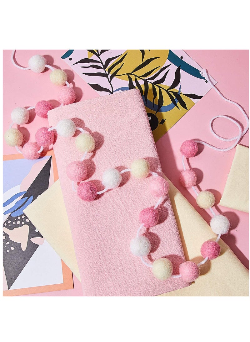 Excefore 2 Pieces Wool Felt Ball Garland Colorful Pom Pom Garland 6.5 Feet Long 24 Ball Garland - Image 3