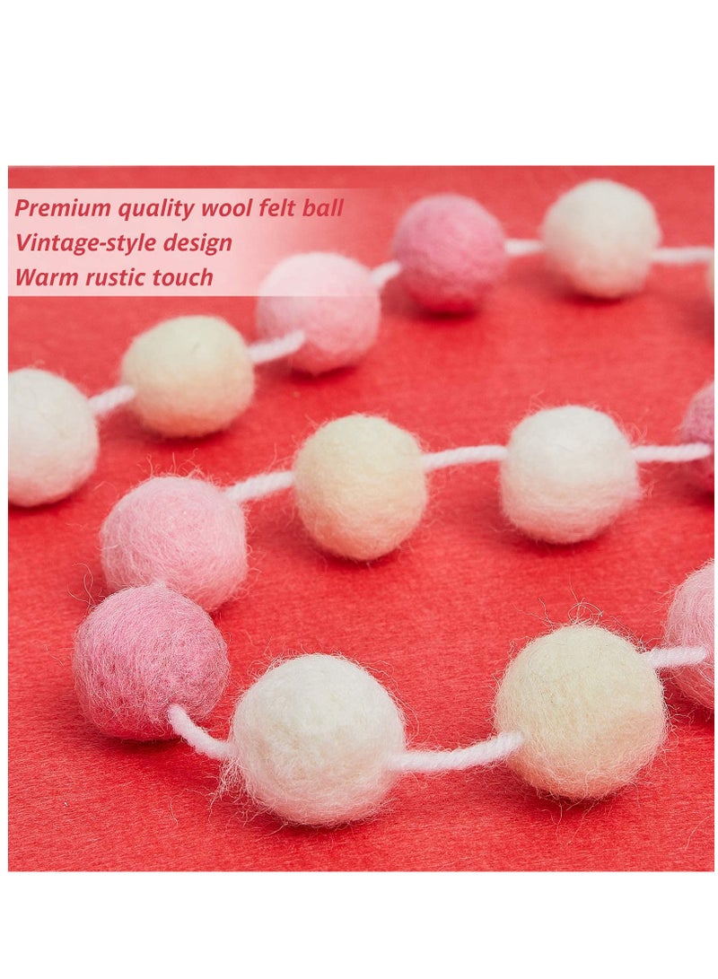 Excefore 2 Pieces Wool Felt Ball Garland Colorful Pom Pom Garland 6.5 Feet Long 24 Ball Garland - Image 2