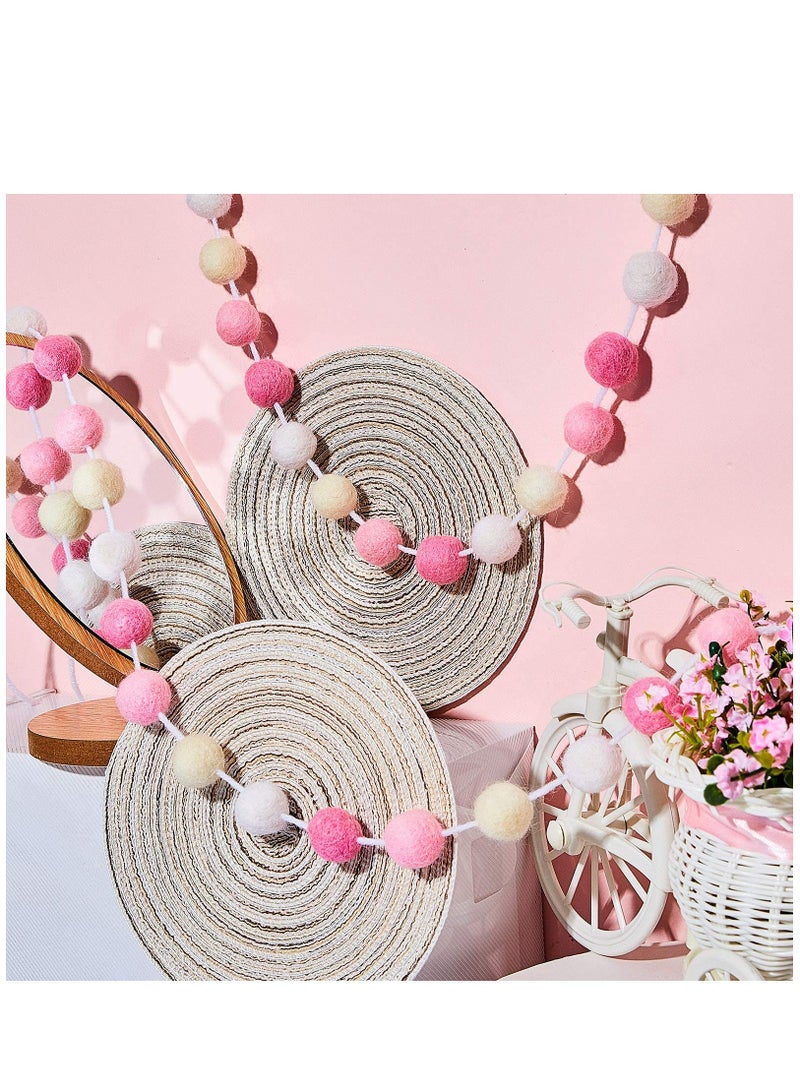 Excefore 2 Pieces Wool Felt Ball Garland Colorful Pom Pom Garland 6.5 Feet Long 24 Ball Garland - Image 5