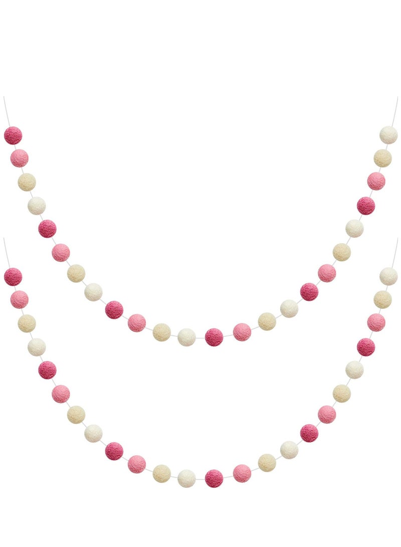 Excefore 2 Pieces Wool Felt Ball Garland Colorful Pom Pom Garland 6.5 Feet Long 24 Ball Garland - Image 1