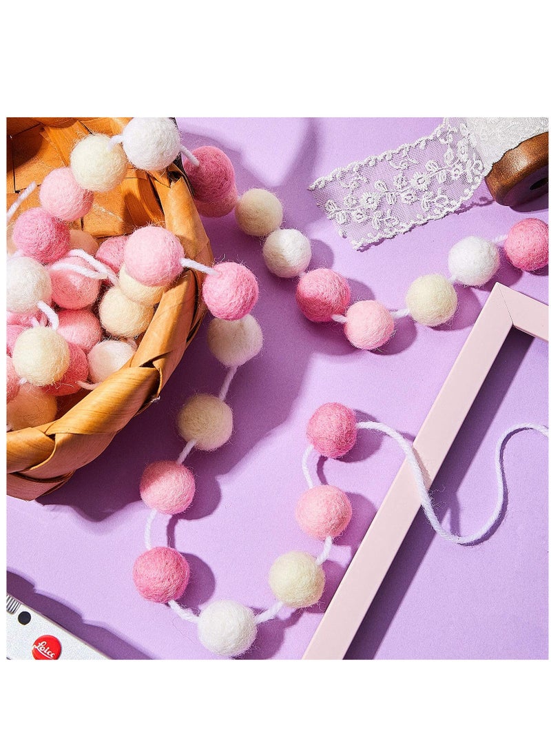 Excefore 2 Pieces Wool Felt Ball Garland Colorful Pom Pom Garland 6.5 Feet Long 24 Ball Garland - Image 4
