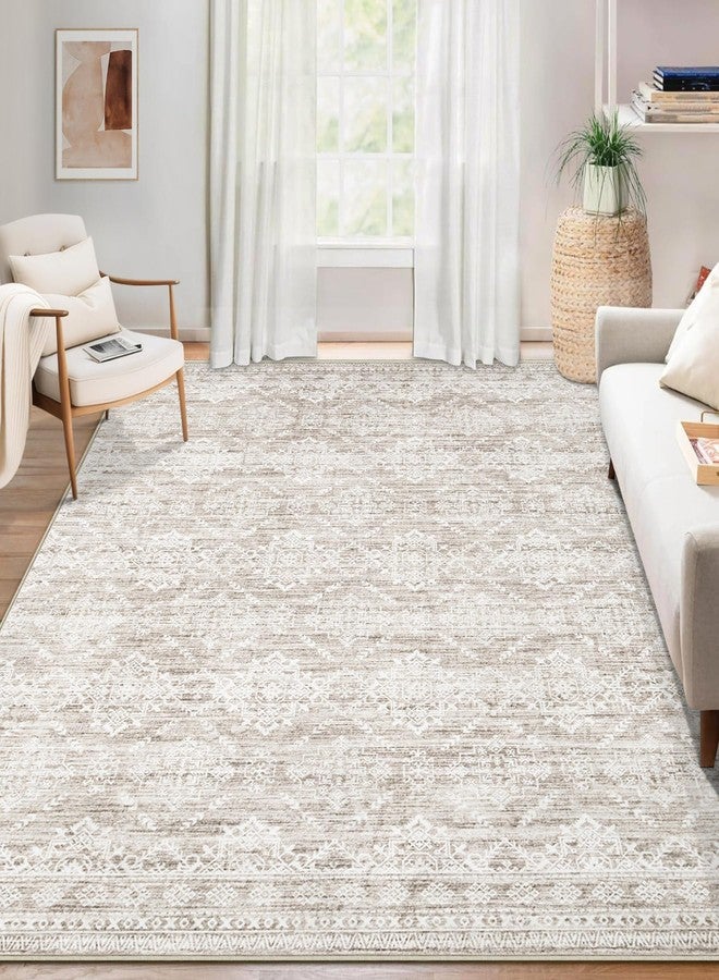 Aoyaomi Area Rug Living Room Rugs 5x7 - Large Soft Boho Geometric Rugs, Non-Slip Foldable Washable Area Rug Non Shedding Morden Indoor Floor Carpet for Living Bedroom Office Dining Room(Ivory Mocha,5'x7') - Image 1
