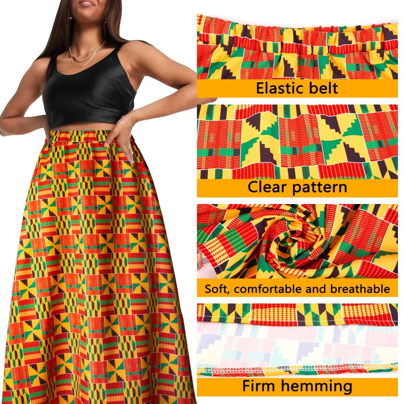Kitimi 4Pcs African Dresses for Women African Attire Traditional Costume Black History Month Decorations Head Wrap Scarf - Image 4