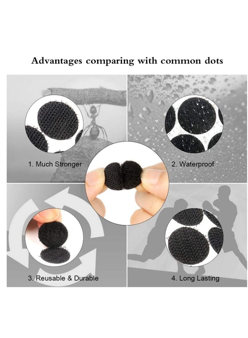 Captaintech Self Adhesive Dots Tapes Sticky Back Coins Dots with Hook and Loop Velcro Round Pads 20mm Diameter Strong Waterproof Round Dot Dots with Adhesive for Home Office School 150 Pairs Black - Image 4