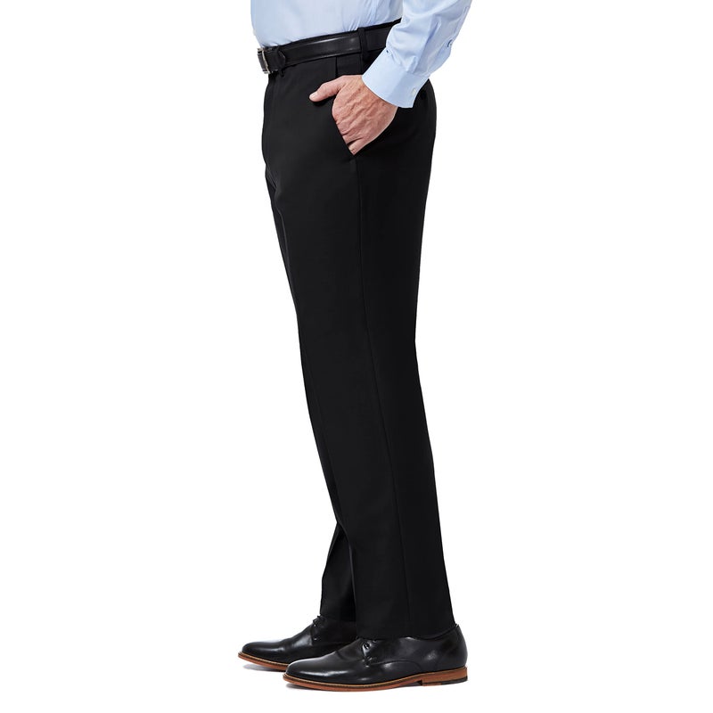 Haggar Men's Premium Comfort Classic Fit Flat Front Expandable Waist Pant, Black, 36Wx32L - Image 2
