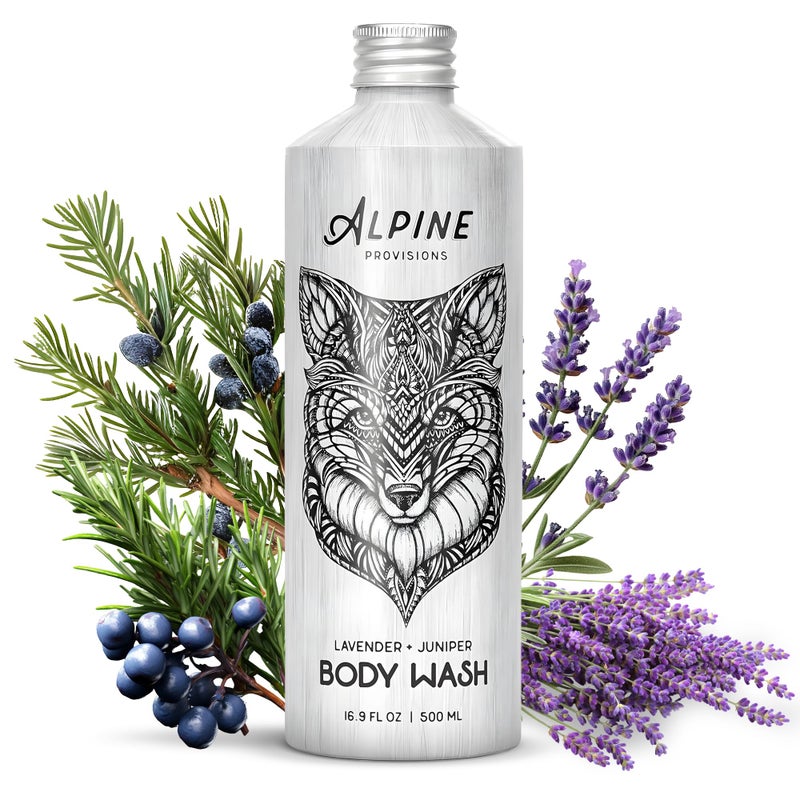 Alpine Provisions Natural Lavender + Juniper Moisturizing Body Wash â€“ Hydrating Cleanser for Dry and Oily Skin with Jojoba & Coconut Oil Extracts â€“ Vegan, Sulfate-Free, Plastic-Free - 16.9 fl oz - Image 1