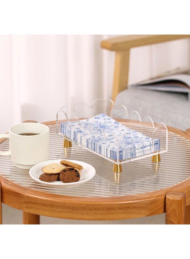 Hiitytin Acrylic Napkin Holder Clear Guest Towel Holder Tray for Bathroom Kitchen Hotel Disposable Paper Hand Towel Holder for Party Wedding, Rectangle - Image 4