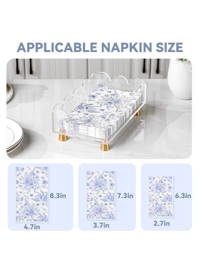 Hiitytin Acrylic Napkin Holder Clear Guest Towel Holder Tray for Bathroom Kitchen Hotel Disposable Paper Hand Towel Holder for Party Wedding, Rectangle - Image 2