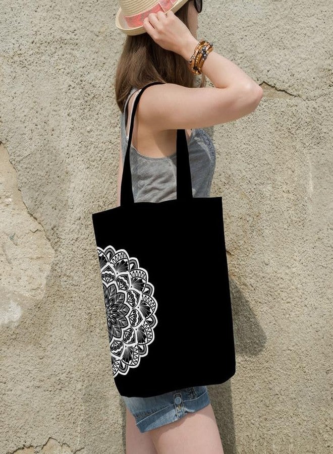 TrendoPrint Large Tote Bag for Women with Zip, Stylish Cotton Handbags, Canvas Tote Bags for College & Groceries NTBDB150 - Image 2
