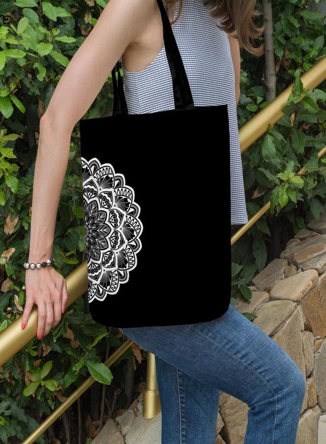TrendoPrint Large Tote Bag for Women with Zip, Stylish Cotton Handbags, Canvas Tote Bags for College & Groceries NTBDB150 - Image 3