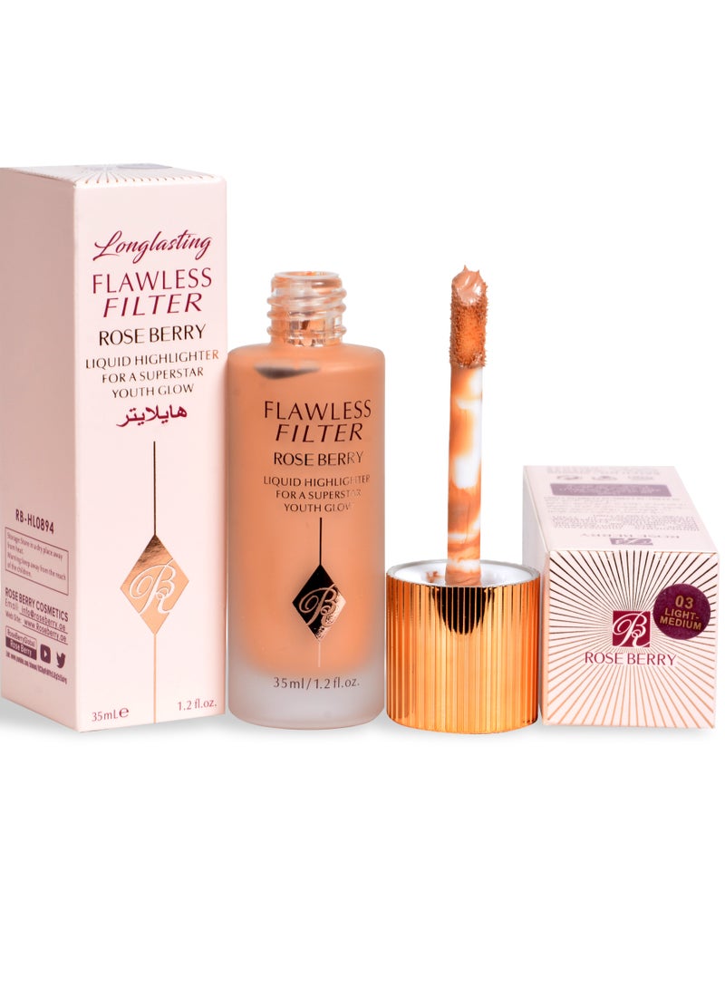 ROSE BERRY Flawless Filter Liquid Highlighter – 03 Light Medium - Image 1