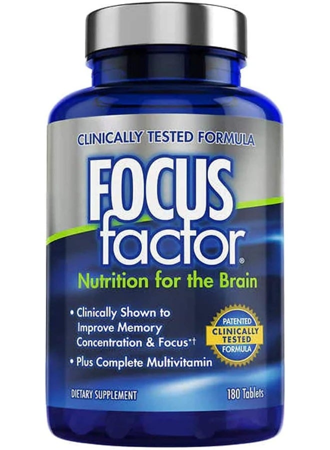 Focus Factor مكمل غذائي متعدد الفيتامينات لتحسين الذاكرة والوضوح وتعزيز التركيز 180 قرصًا - Image 1