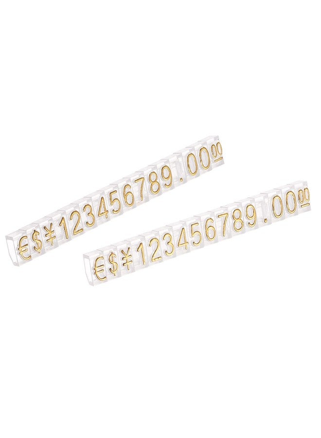 MECCANIXITY Adjustable Removable Mini Cube Price Tag Display Number Letter Price Label Stand Block Kit for Shop Counter Gold on Clear,3.8x6.9mm,16 Sets - Image 1