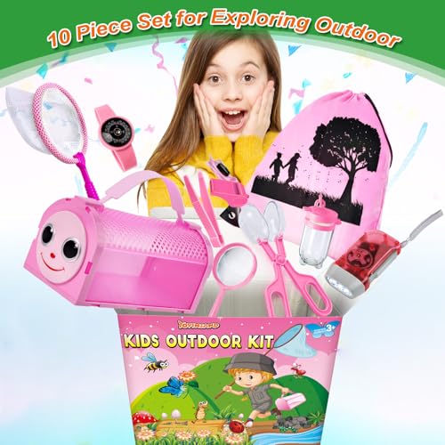 YOPINSAND Bug Catcher Kit Outdoor Explorer Kit for Kids 10 Pcs Bug Catching Kit with Toy Cage Backpack Flashlight Manifying Glass Toy Net Outdoor Exploration Toys Gift for Boys Girls 312 - Image 5