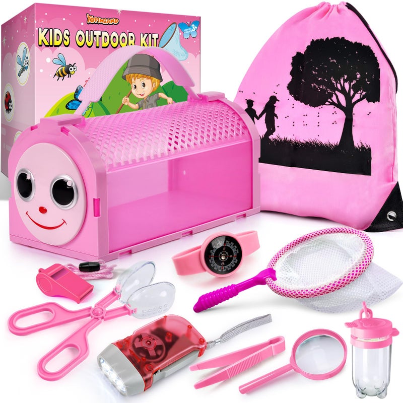 YOPINSAND Bug Catcher Kit Outdoor Explorer Kit for Kids 10 Pcs Bug Catching Kit with Toy Cage Backpack Flashlight Manifying Glass Toy Net Outdoor Exploration Toys Gift for Boys Girls 312 - Image 3