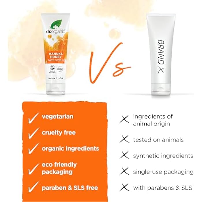 dr.organic Dr. Organic Manuka Honey Face Scrub | Deep Cleansing and Exfoliating for Dry Skin, Removes Impurities and Excess Oil, Moisturizing, Certified Organic, Paraben & SLS-Free, Natural, 125 mL / 5 fl oz - Image 4