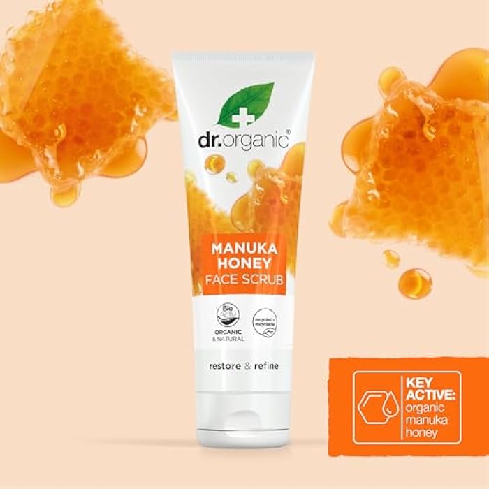 dr.organic Dr. Organic Manuka Honey Face Scrub | Deep Cleansing and Exfoliating for Dry Skin, Removes Impurities and Excess Oil, Moisturizing, Certified Organic, Paraben & SLS-Free, Natural, 125 mL / 5 fl oz - Image 5