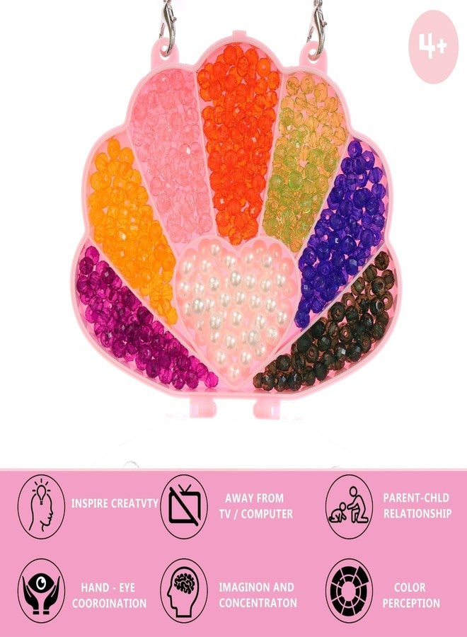 ambitieux Shell Shaped Kids' Bracelet Making Kit - 200+ Colorful Beads, 10M Elastic Thread, DIY Jewelry Craft Set (Crystal Beads) - Image 3