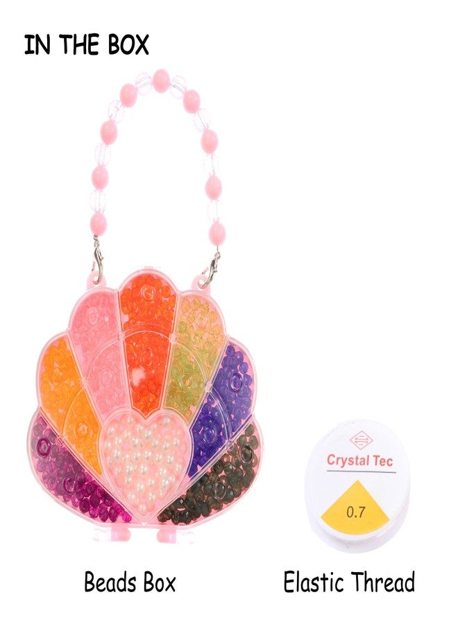 ambitieux Shell Shaped Kids' Bracelet Making Kit - 200+ Colorful Beads, 10M Elastic Thread, DIY Jewelry Craft Set (Crystal Beads) - Image 2