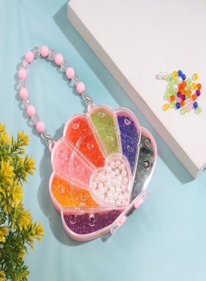 ambitieux Shell Shaped Kids' Bracelet Making Kit - 200+ Colorful Beads, 10M Elastic Thread, DIY Jewelry Craft Set (Crystal Beads) - Image 1