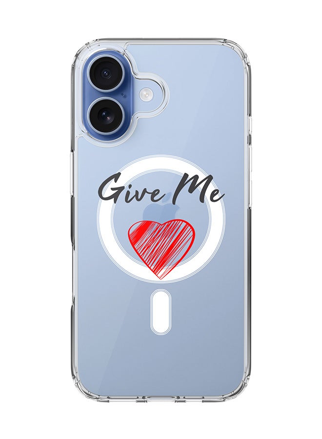 Stylizedd Classic Clear MagSafe Case for iPhone 17 , Hybrid Soft Case Flexible Edges Anti Drop TPU PC Gel Thin Transparent Cover [ Designed for iPhone 17 ] - Give me love