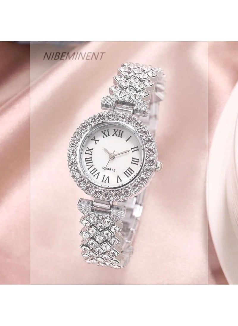 NIBEMINENT - Women's Stone Studded Analog Watch With Bracelet Set - Image 1