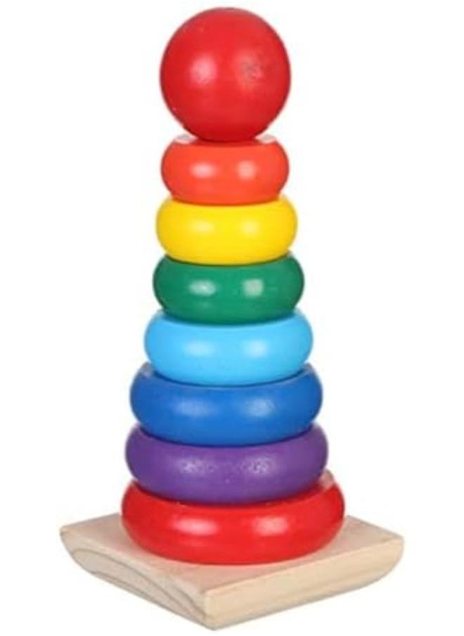 Wooden Puzzle Rings for Kids - Multi Color 