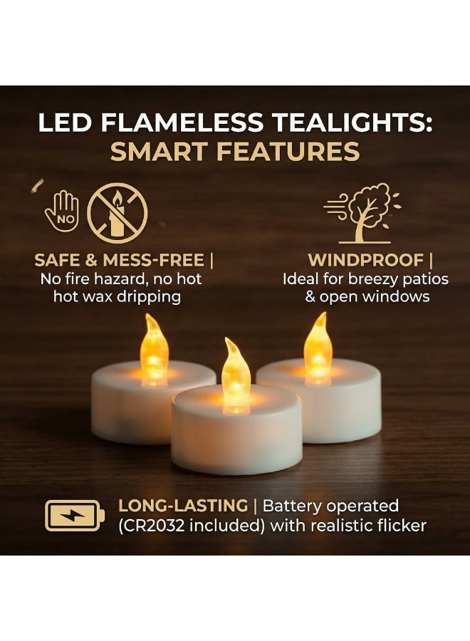Mado Gallery LED Tea Light Candles Flameless Flickering Warm White Lights | Safe Decorative Candles for Home Décor Parties Vases Events Table Centerpieces and Romantic Ambient Lighting | 24 Pack - Image 5