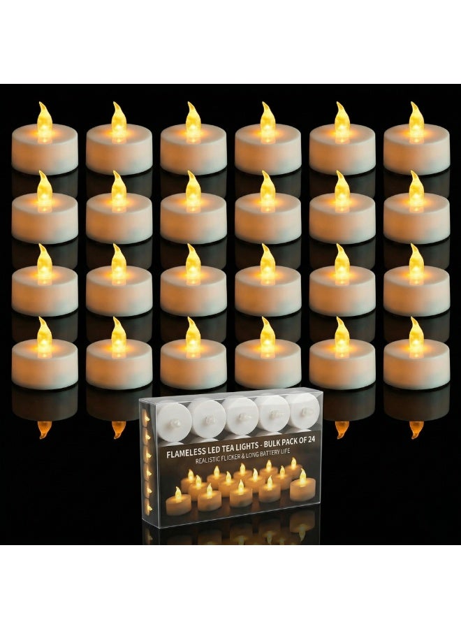 Mado Gallery LED Tea Light Candles Flameless Flickering Warm White Lights | Safe Decorative Candles for Home Décor Parties Vases Events Table Centerpieces and Romantic Ambient Lighting | 24 Pack - Image 1