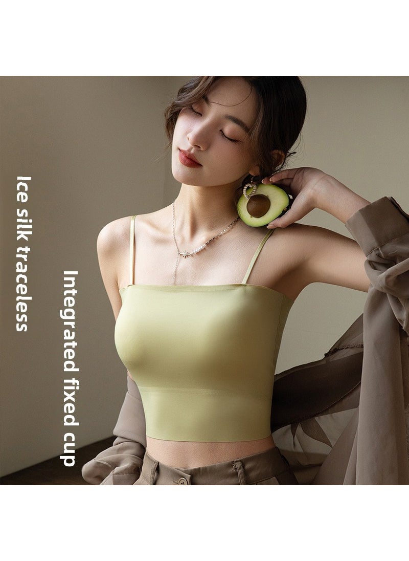 Generic - Seamless One-Piece Summer Sports Tube Top Vest Womens Underwear Air Fixed Cup Beautiful Back Comfortable No Walk Light Sporty Style White - Image 1